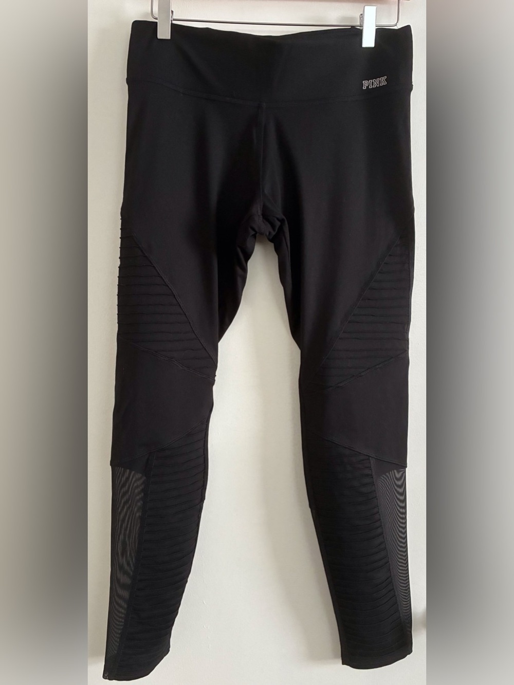 Victoria's Secret PINK Black Ribbed Panel Athletic Leggings
